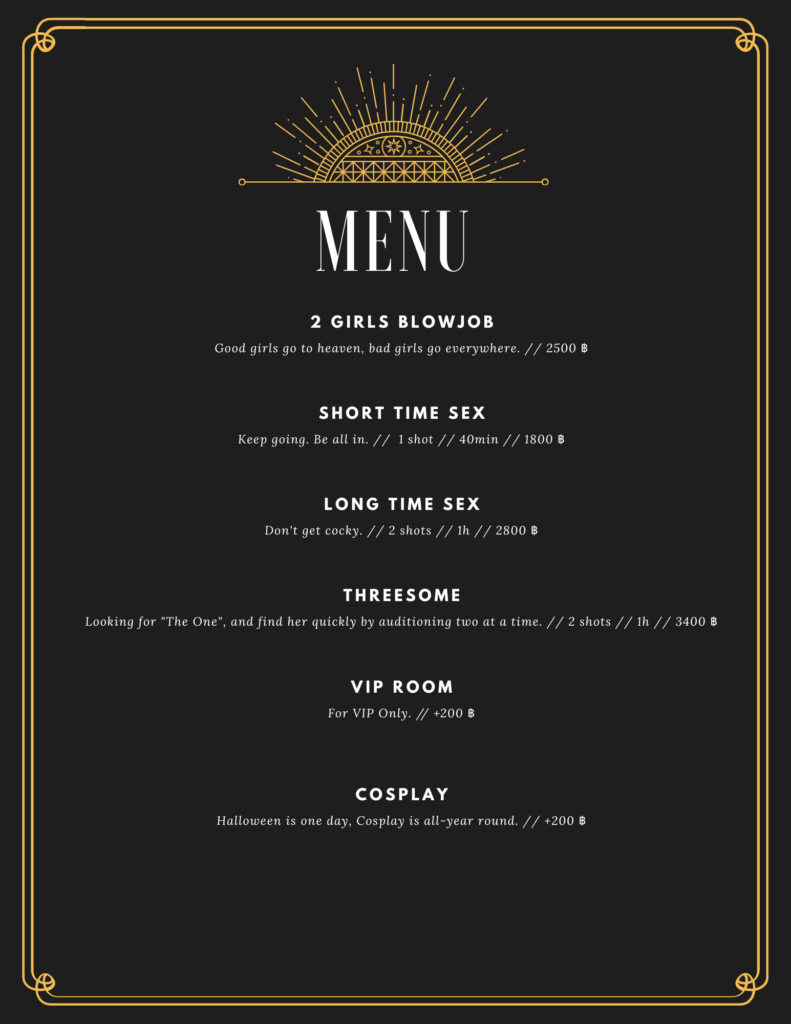 Madame Claude BJ Bar Menu